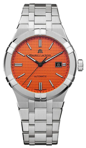 Maurice Lacroix Aikon Limited Edition Automatic Date Orange Dial Silver Steel Strap Watch For Men - AI6008-SS00F-530-1 Buy Now By Maurice Lacroix