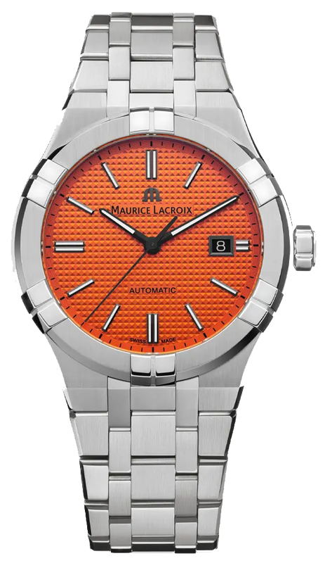 Maurice Lacroix Aikon Limited Edition Automatic Date Orange Dial Silver Steel Strap Watch For Men - AI6008-SS00F-530-1 Buy Now By Maurice Lacroix