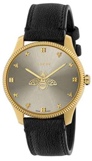 Gucci G Timeless Quartz Silver Dial Black Leather Strap Watch For Women - YA1264181 Buy Now By Gucci