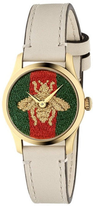 Gucci G Timeless Quartz Red & Green Dial Beige Leather Strap Watch For Women - YA1265009 Buy Now By Gucci
