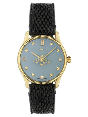 Gucci G Timeless Quartz Blue Dial Black Leather Strap Watch For Men - YA1265018 Buy Now By Gucci