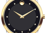 Movado Museum Classic Diamonds Black Dial Two Tone Steel Strap Watch For Men - 0606879 Buy Now By Movado