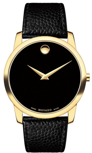 Movado Museum Black Dial Black Leather Strap Watch For Men - 0607014 Buy Now By Movado