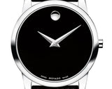 Movado Museum Classic Black Dial Black Leather Strap Watch For Women - 0607015 Buy Now By Movado