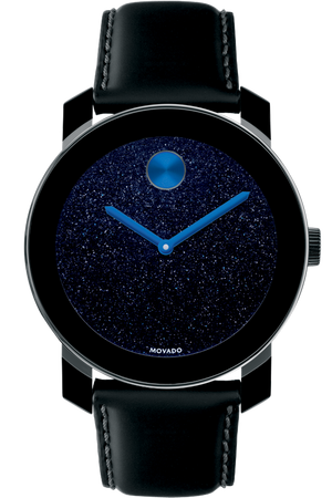 Movado Bold Metallic Blue Dial Black Leather Strap Watch for Men - 3600137 Buy Now By Movado