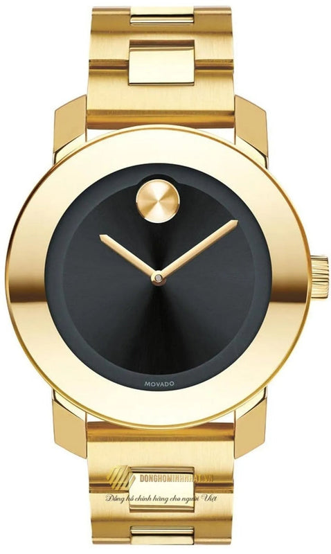 Movado Bold Black Dial Gold Steel Strap Unisex Watch - 3600397 Buy Now By Movado