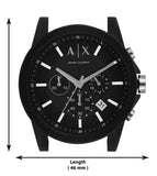 Armani Exchange Outerbanks Chronograph Black Dial Black Silicone Strap Watch For Men - AX1326 Buy Now By Armani Exchange