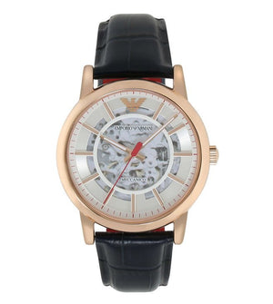 Emporio Armani Meccanico Silver Dial Blue Leather Strap Watch For Men - AR60009 Buy Now By Emporio Armani