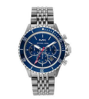 Michael Kors Bayville Chronograph Blue Dial Grey Steel Strap Watch For Men - MK8727 Buy Now By Michael Kors