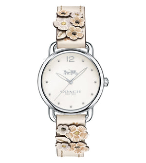 Coach Delancey White Dial Floral White Leather Strap Watch for Women - 14502760 Buy Now By Coach