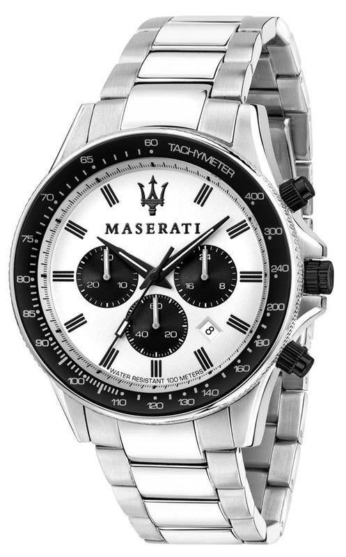 Maserati SFIDA Chronograph White Dial Silver Steel Strap Watch For Men - R8873640003 Buy Now By Maserati