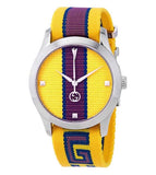 Gucci G Timeless Quartz Yellow & Purple Dial Yellow & Purple NATO Strap Watch For Men - YA1264069 Buy Now By Gucci