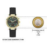 Guess Solstice Green Dial Black Rubber Strap Watch for Women - GW0113L1