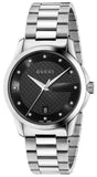Gucci G Timeless Diamonds Black Dial Silver Steel Strap Watch For Men - YA126456 Buy Now By Gucci