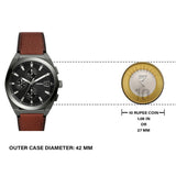 Fossil Everett Chronograph Grey Dial Brown Leather Strap Watch for Men - FS5799 Buy Now By Fossil