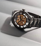 Fossil Townsman Automatic Skeleton Black Dial Black Steel Strap Watch for Men - ME3197 Buy Now By Fossil