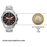 Fossil Bronson Chronograph Red Dial Silver Steel Strap Watch for Men - FS5878 Buy Now By Fossil