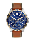 Fossil Garrett Chronograph Blue Dial Brown Leather Strap Watch for Men - FS5625 Buy Now By Fossil