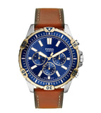Fossil Garrett Chronograph Blue Dial Brown Leather Strap Watch for Men - FS5625 Buy Now By Fossil