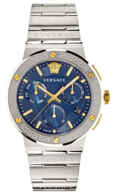 Versace Greca Quartz Blue Dial Silver Steel Strap Watch For Men - VEZ900221 Buy Now By Versace