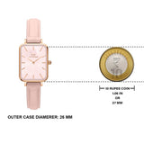 Daniel Wellington Quadro Pressed Mother of Pearl Pink Dial Pink Leather Strap Watch For Women - DW00100508 Buy Now By Daniel Wellington