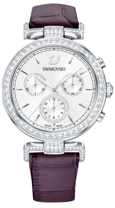 Swarovski Era Journey Chronograph Silver Dial Purple Leather Strap Watch for Women - 5296835 Buy Now By Swarovski