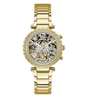 Guess Solstice Diamonds Gold Dial Gold Steel Strap Watch for Women - GW0403L2 Buy Now By Guess