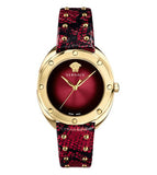 Versace Shadov Quartz Red Dial Red Leather Strap Watch for Women - VEBM00918 Buy Now By Versace
