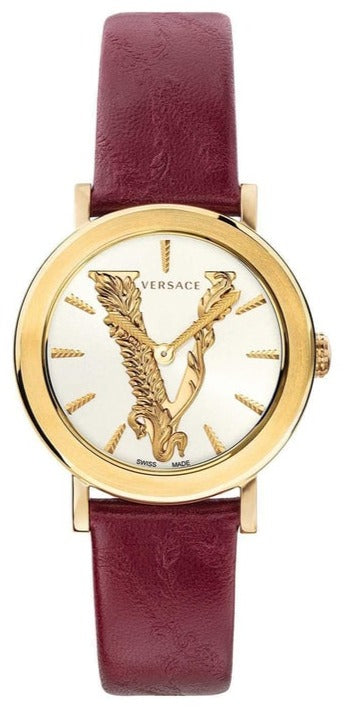 Versace Virtus White Dial Red Leather Strap Watch for Women - VEHC00219 Buy Now By Versace