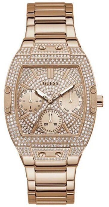 Guess Raven Diamonds Rose Gold Dial Rose Gold Steel Strap Watch for Women - GW0104L3 Buy Now By Guess