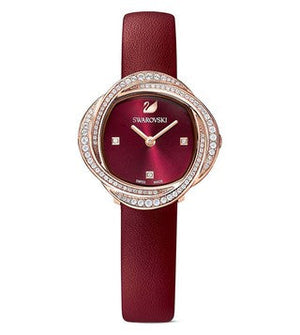 Swarovski Crystal Flower Red Dial Red Leather Strap Watch for Women - 5552780 Buy Now By Swarovski