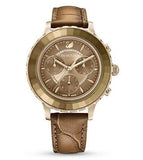 Swarovski Octea Lux Chrono Brown Gold Dial Brown Leather Strap Watch for Women - 5632260 Buy Now By Swarovski