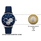 Armani Exchange Cayde Chronograph Blue Dial Blue Leather Strap Watch for Men - AX2746 Buy Now By Armani Exchange