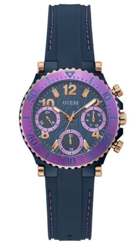 Guess Cosmic Multifunction Blue Dial Blue Silicone Strap Watch For Women - GW0466L2 Buy Now By Guess
