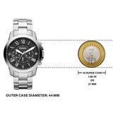 Fossil Grant Chronograph Black Dial Silver Steel Strap Watch for Men - FS4736