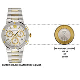 Versace Greca Chronograph White Dial Two Tone Steel Strap Watch For Men - VEZ900321 Buy Now By Versace