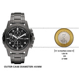 Fossil Dean Chronograph Black Dial Black Steel Strap Watch for Men - FS4721 Buy Now By Fossil