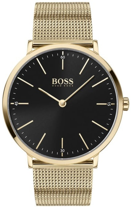 Hugo Boss Horizon Quartz Black Dial Gold Mesh Bracelet Watch For Men - 1513735 Buy Now By Hugo Boss