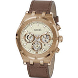 Guess Analog Multifunction White Dial Brown Leather Strap Watch for Men - GW0262G3 Buy Now By Guess