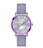 Guess Dahlia Analog Silver Dial Purple Leather Strap Watch For Women - GW0529L4 Buy Now By Guess