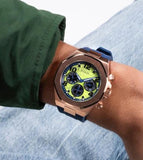 Guess Empire Analog Quartz Lime Green Dial Blue Silicon Strap Watch for Men - GW0583G3 Buy Now By Guess