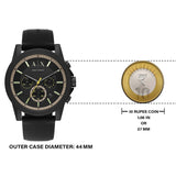 Armani Exchange Outerbanks Chronograph Black Dial Black Silicone Strap Watch For Men - AX1343 Buy Now By Armani Exchange