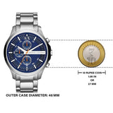 Armani Exchange Hampton Chronograph Blue Dial Silver Steel Strap Watch For Men - AX2155 Buy Now By Armani Exchange