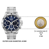 Hugo Boss Troper Chronograph Blue Dial Silver Steel Strap Watch For Men - 1514069 Buy Now By Hugo Boss