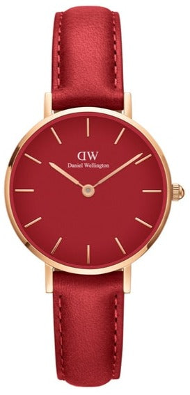 Daniel Wellington Petite Red Dial Red Leather Strap Watch For Women - DW00100405 Buy Now By Daniel Wellington