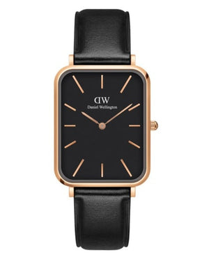 Daniel Wellington Quadro Black Dial Black Leather Strap Watch For Women - DW00100449 Buy Now By Daniel Wellington