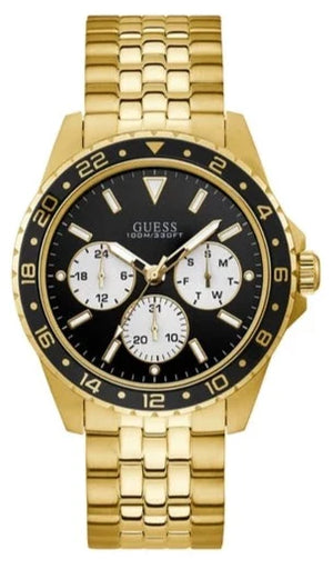 Guess Odyssey Multifunction Black Dial Gold Steel Strap Watch For Men - W1107G4 Buy Now By Guess