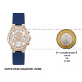 Guess Moonlight Diamonds White Dial Blue Rubber Strap Watch for Women - GW0257L3 Buy Now By Guess