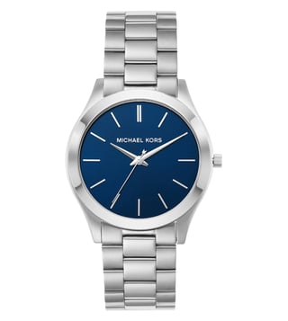 Michael Kors Slim Runway Analog Blue Dial Silver Steel Strap Watch for Men - MK1060 Buy Now By Michael Kors