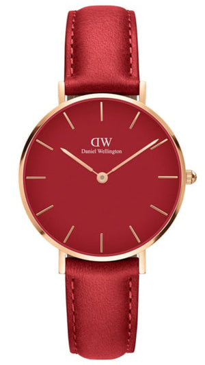 Daniel Wellington Petite Suffolk Red Dial Red Leather Strap Watch For Women - DW00100404 Buy Now By Daniel Wellington